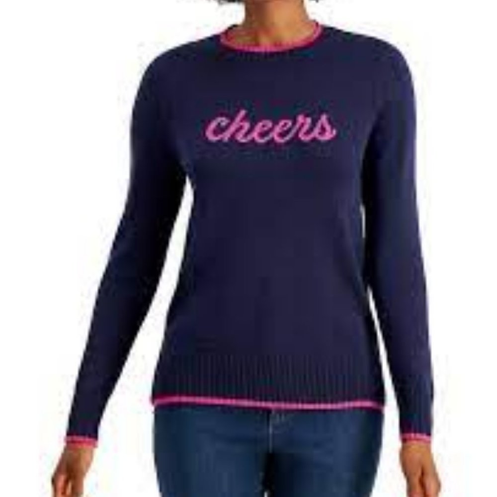 Charter Club Pullover Knit Whimsy Sweater "Cheers"
